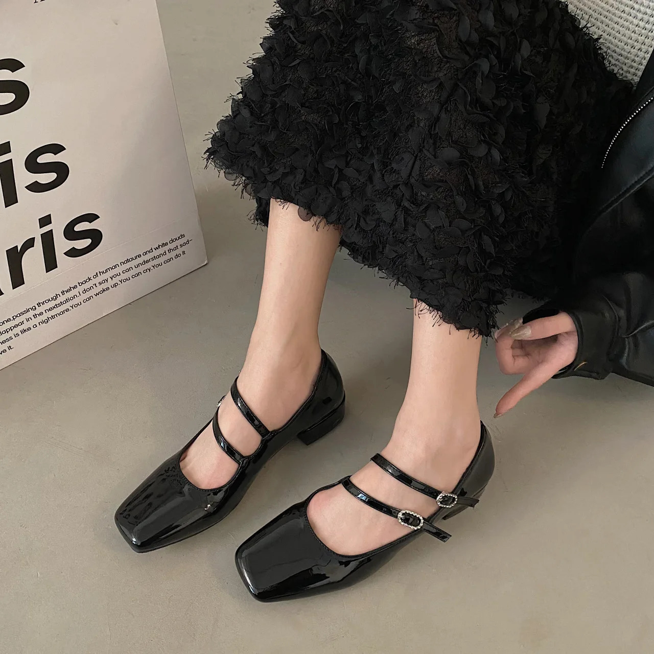 Double Buckle Ballet Spring Women Flat Fashion Red Elegant Mary New Jane Shoes Ladies Dress Outdoor Ballerinas 241014