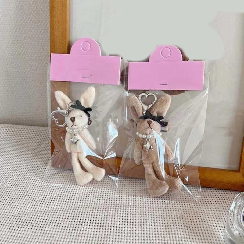 Bow Rabbit Keychain Animal Bear Bag Charm Plush Keychain Y241014