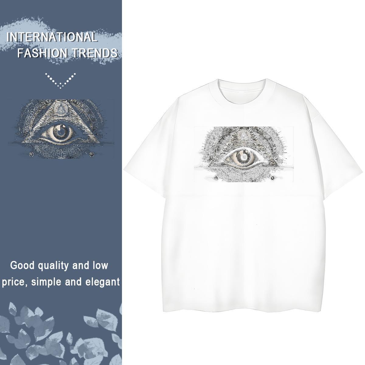 TOP Quality Women T Shirts 230g 100% Cotton Breathable Crew Neck Daily Wear eye of the devil Tshirt for Man Woman Soft Customized Tops Tees