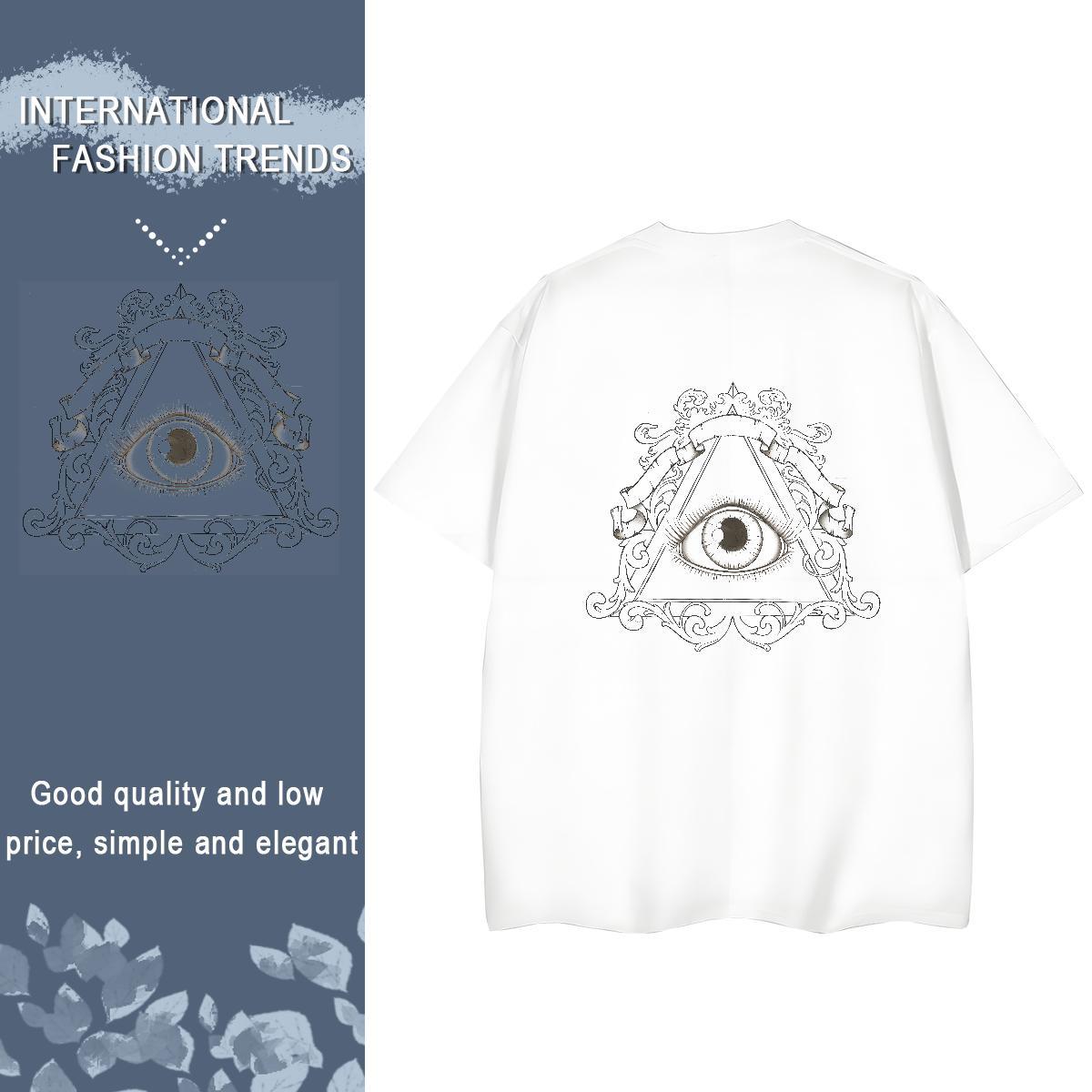 DIY T Shirt For Woman 230g 100% Cotton Breathable Short Sleeve Street eye of the devil Woman Tshirt Loose fit Custom Printed Clothings