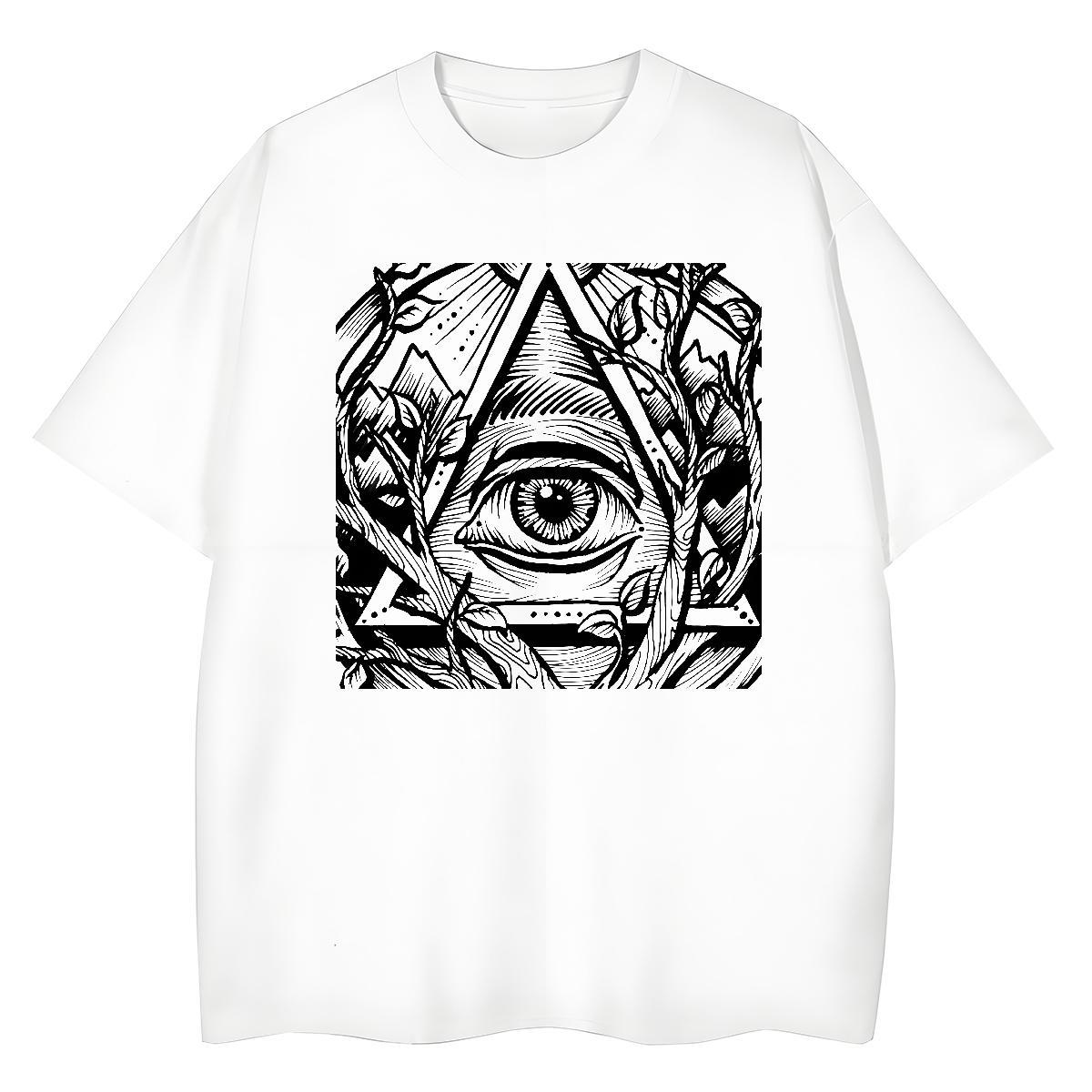 DIY T-Shirts 230g Cotton O Neck Short Sleeves Casual Sport eye of the devil Tshirt for Man Woman Nice DIY Printed Tee Shirt