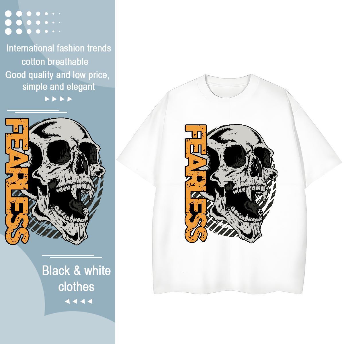 Factory Direct T Shirts Women 230g Pure Cotton Breathable Soft Sports Street Wear skull Women Tees Nice Anime Oversized Tops