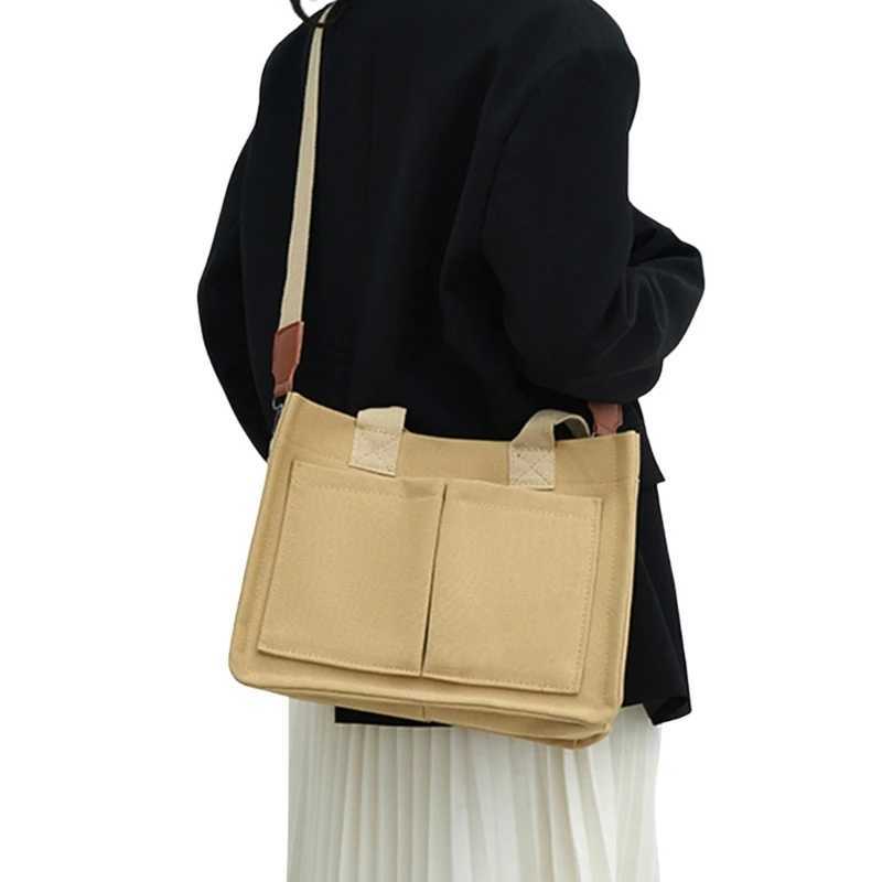 Canvas cross body bag handbag large capacity school backpack womens shoulder bag M241014