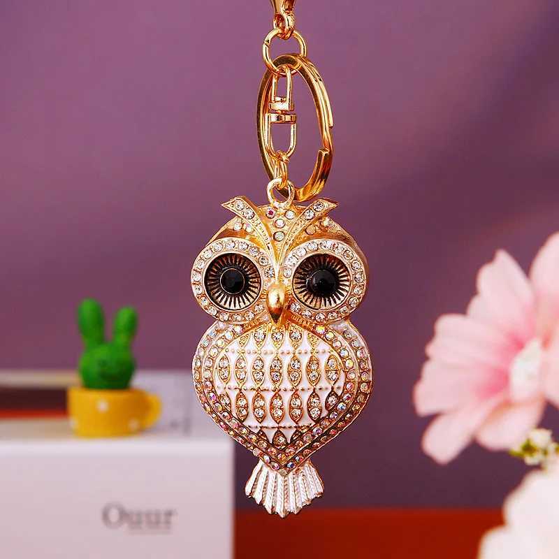 Owl crystal keychain charm pendant handbag wallet keychain Y241014