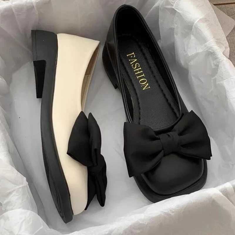 Women Bow Mary Janes Shoes Casual High Heels Shoes New Square Toe Sandals Fashion Lolita Shoes Loafers Walking Zapatos MujerLX241014
