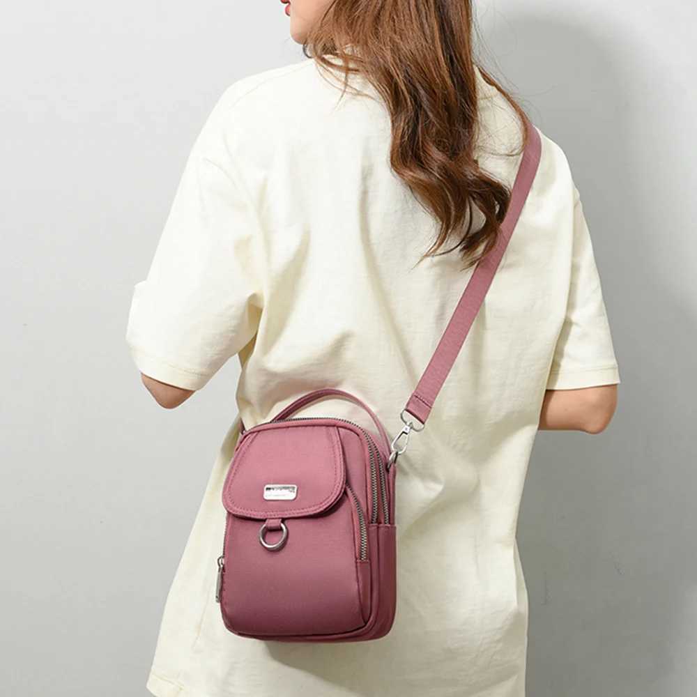 New womens mobile phone cross body bag fashion 3-layer shoulder bag mobile phone bag with headphone plug travel portable handbag M241014