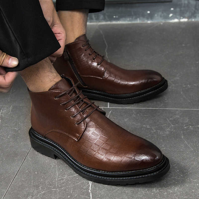 Martin Boot British Trendy Ankle Boots New Pointed Casual Leather Boots Business Mens Boots Short Boots Model Fashion Boots 240927