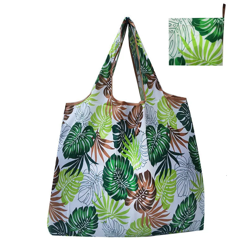 Nylon Foldable Recycle Shopping BagEco Friendly Ladies Reusable Tote Bag Floral Fruit Vegetable Grocery Pocket 241011