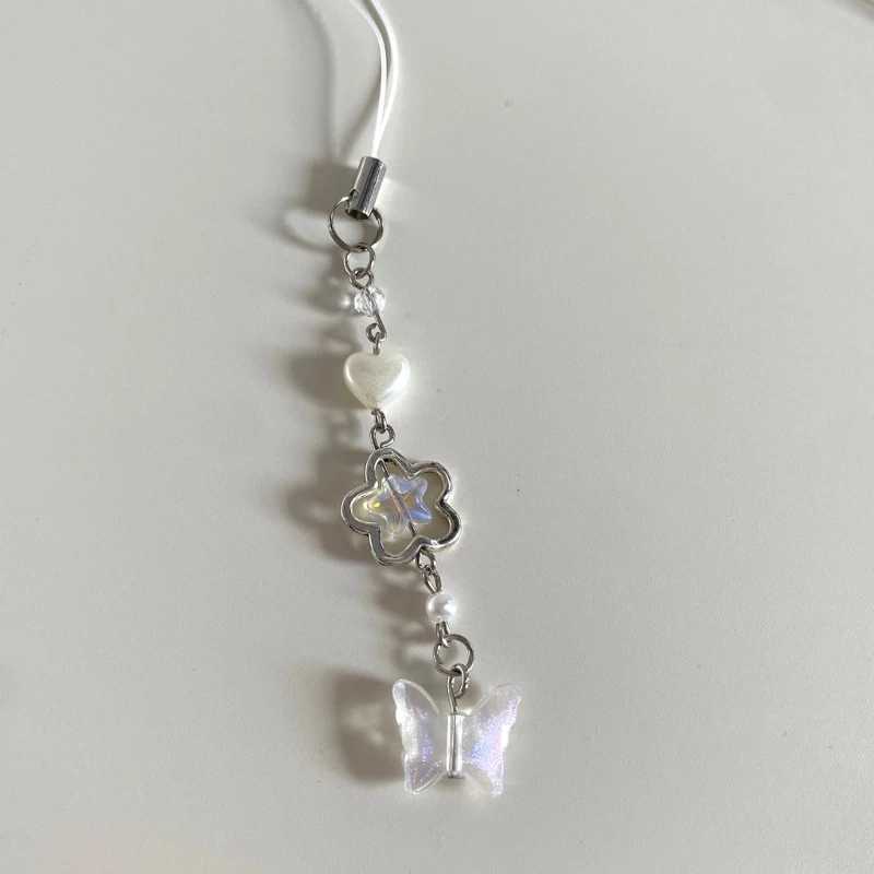 Sparkling phone chain button charm keychain edge chain phone lanyard acrylic keyring jewelry Y241014