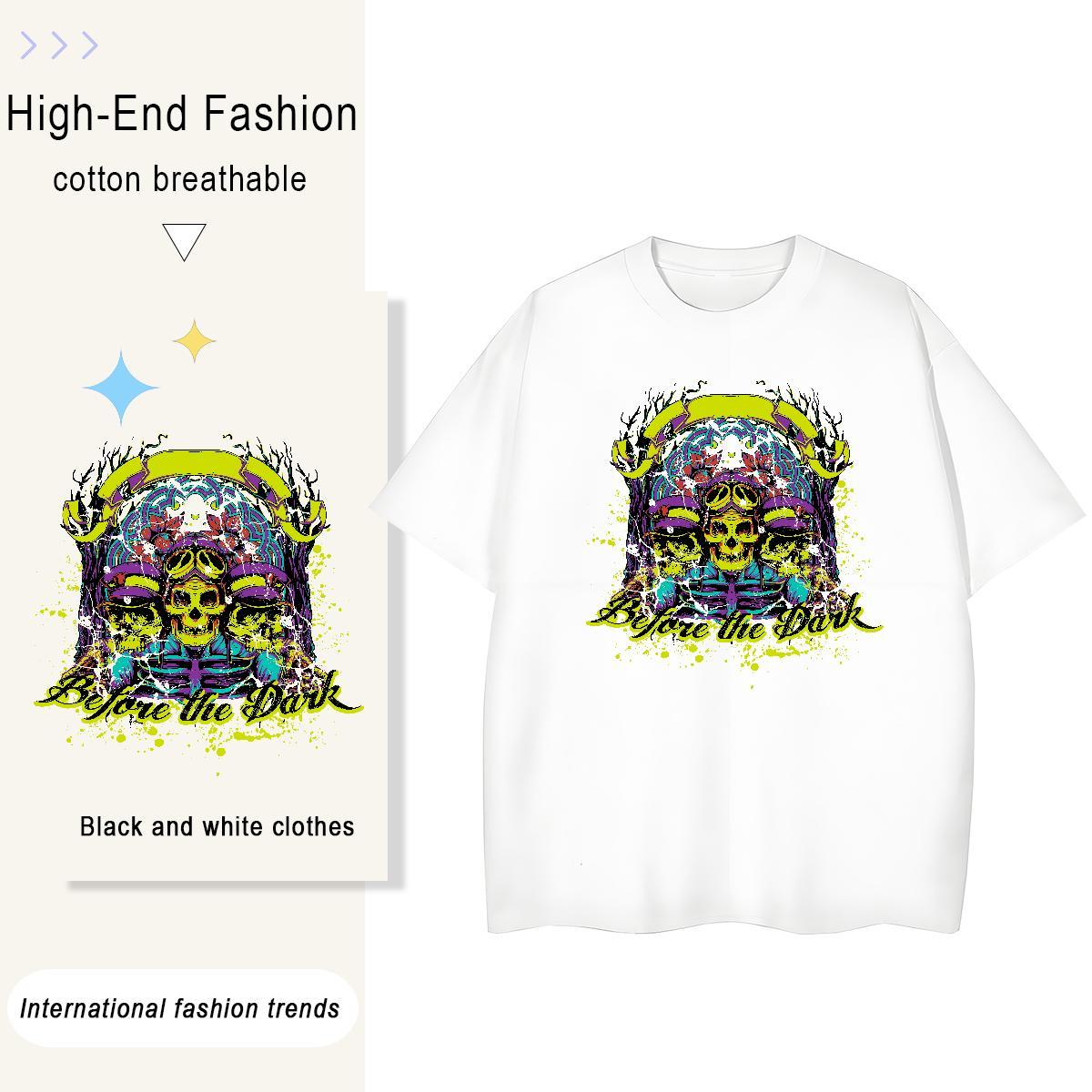 New Arrival T Shirt For Woman 230g Pure Cotton Comfortable Casual Daily Wear skull Lady T shirt Designer Black Oversized Tshirts