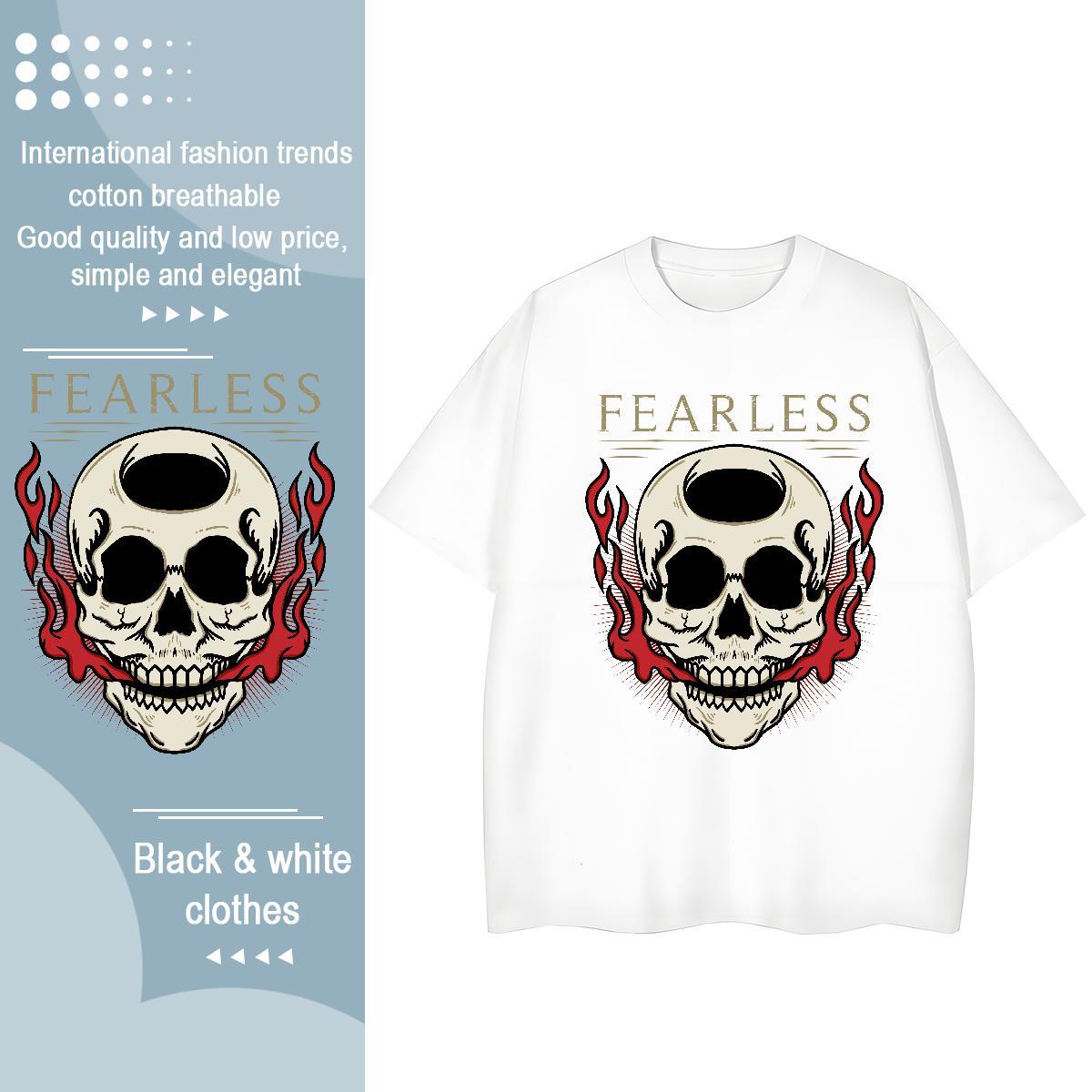 Brand T shirt 230g Cotton Crew Neck Home Outdoor skull Women Tshirts Comfortable Cartoon Floral Printing Clothes Shirt