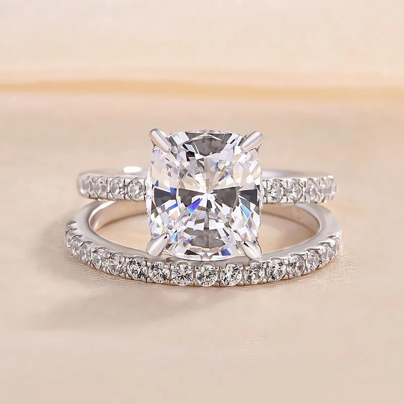 Handmade Wedding Rings Sterg Sier Cubic Zirconia Bridal Set