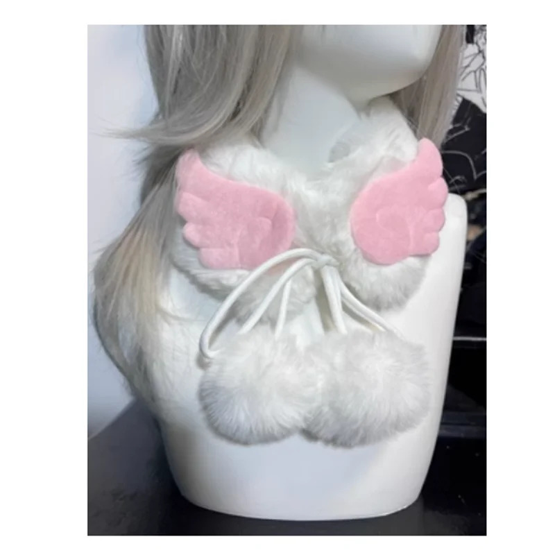 Angel Wings Mine Series Daily Plush Neckband Winter Warmth Scarf Subcultural COS Accessories Cute for Girl and Women 241009