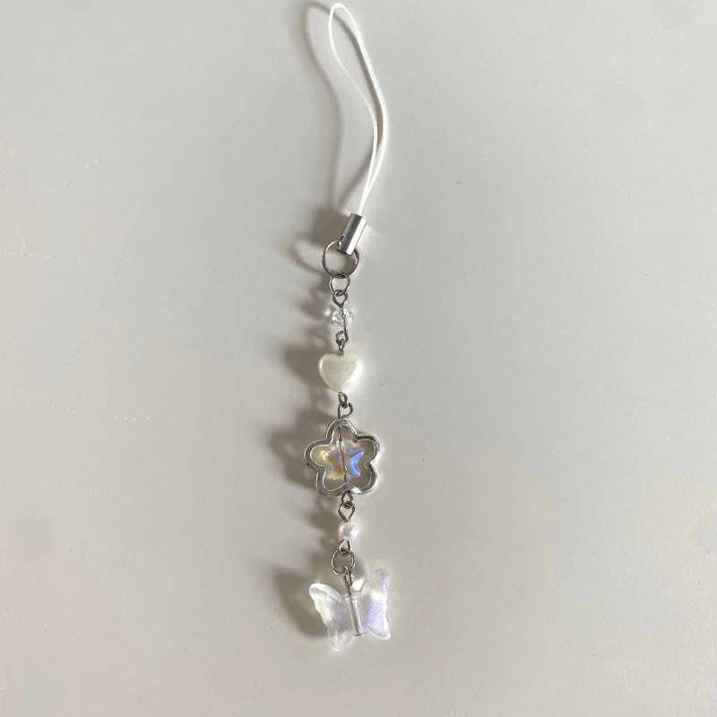 Sparkling phone chain button charm keychain edge chain phone lanyard acrylic keyring jewelry Y241014
