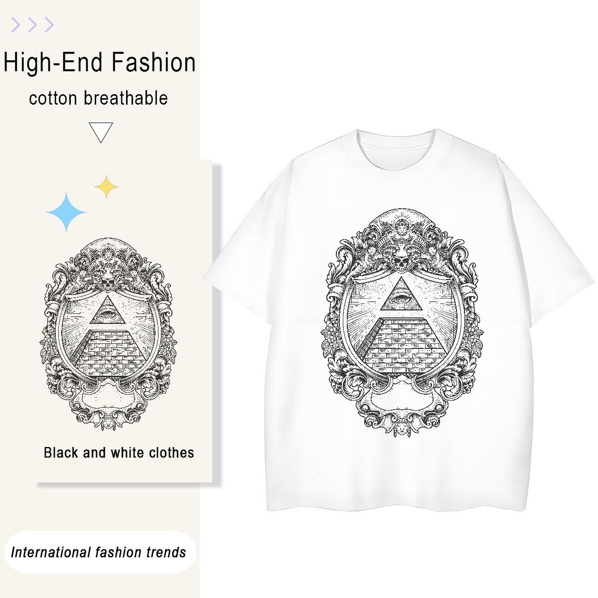 Fashion Womens T Shirts 230g 100% Cotton Breathable Short Sleeve Street Casual eye of the devil Couples T Shirts Loose Customized Top Tees