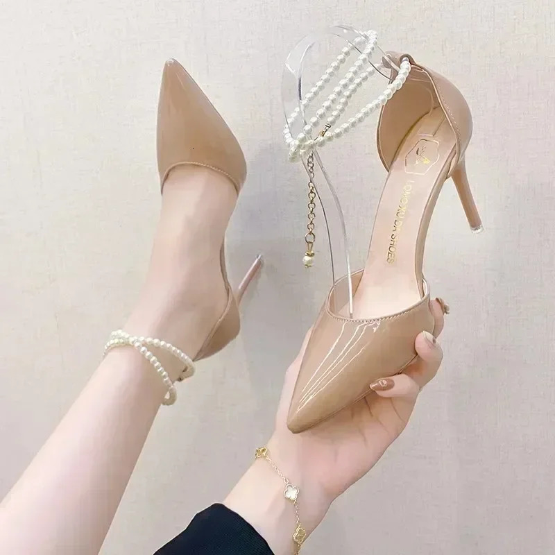 High Quality Nude Womens High Heels Style Classic Buckle Womens High Heels Fashion Pointed Toe Elegant Formal Shoes 241014