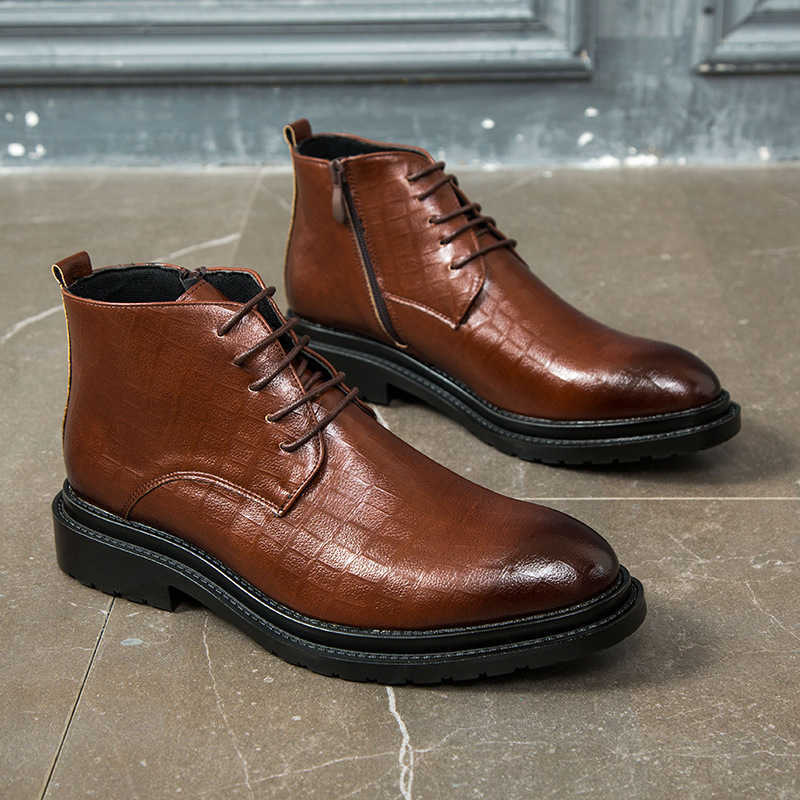 Martin Boot British Trendy Ankle Boots New Pointed Casual Leather Boots Business Mens Boots Short Boots Model Fashion Boots 240927