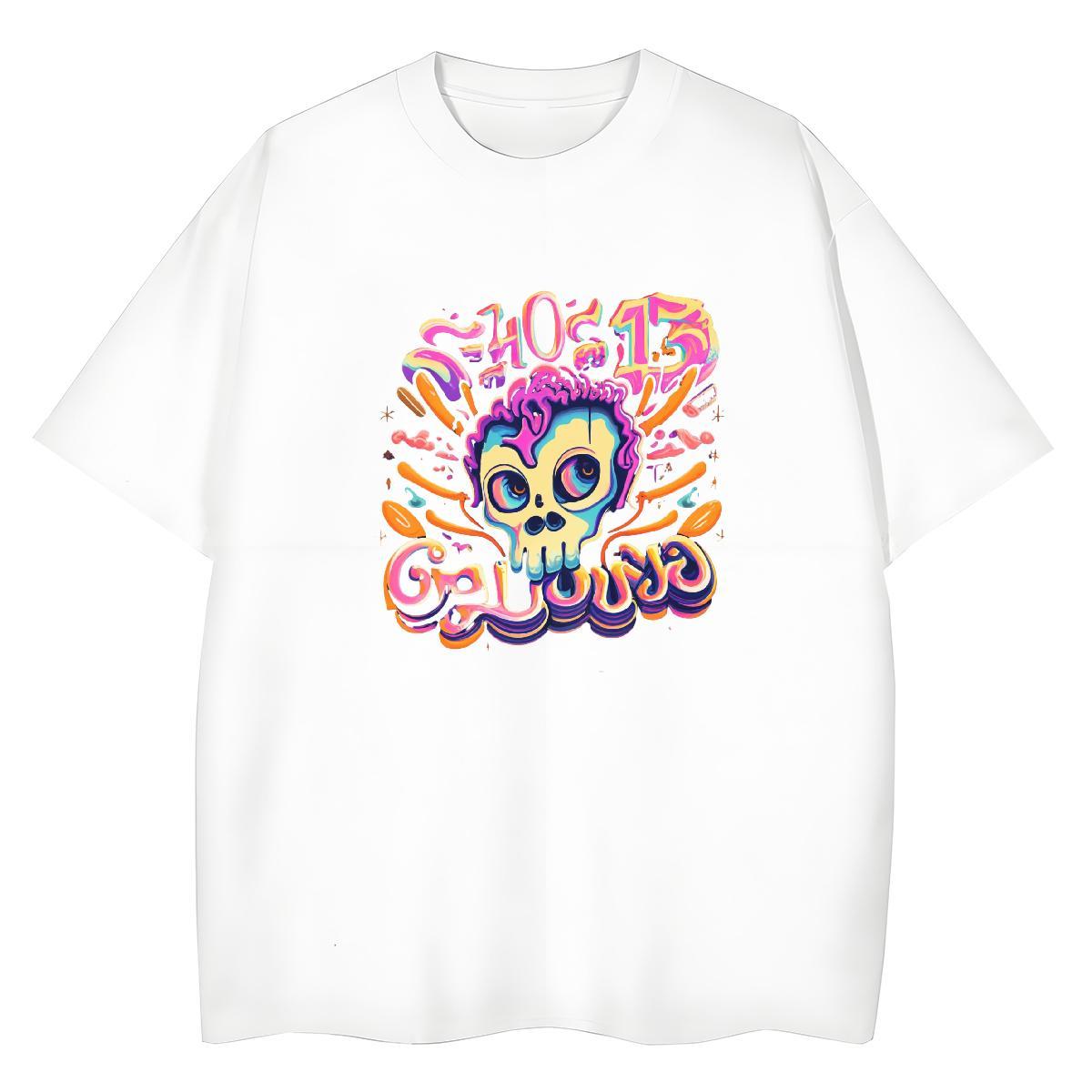 Casual New T Shirts Women 230g Cotton O Neck Short Sleeves Casual Daily Wear skull Lady T shirt Popular DIY Anime Printed Top Shirts