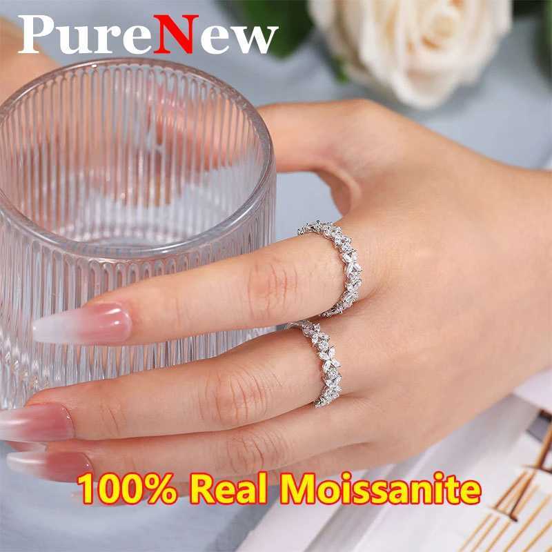Top Quality Marquise Cut Full Moissanite Diamond Rings for Women 925 Silver Plated 18k White Gold Womens Moissnite Rings Gift