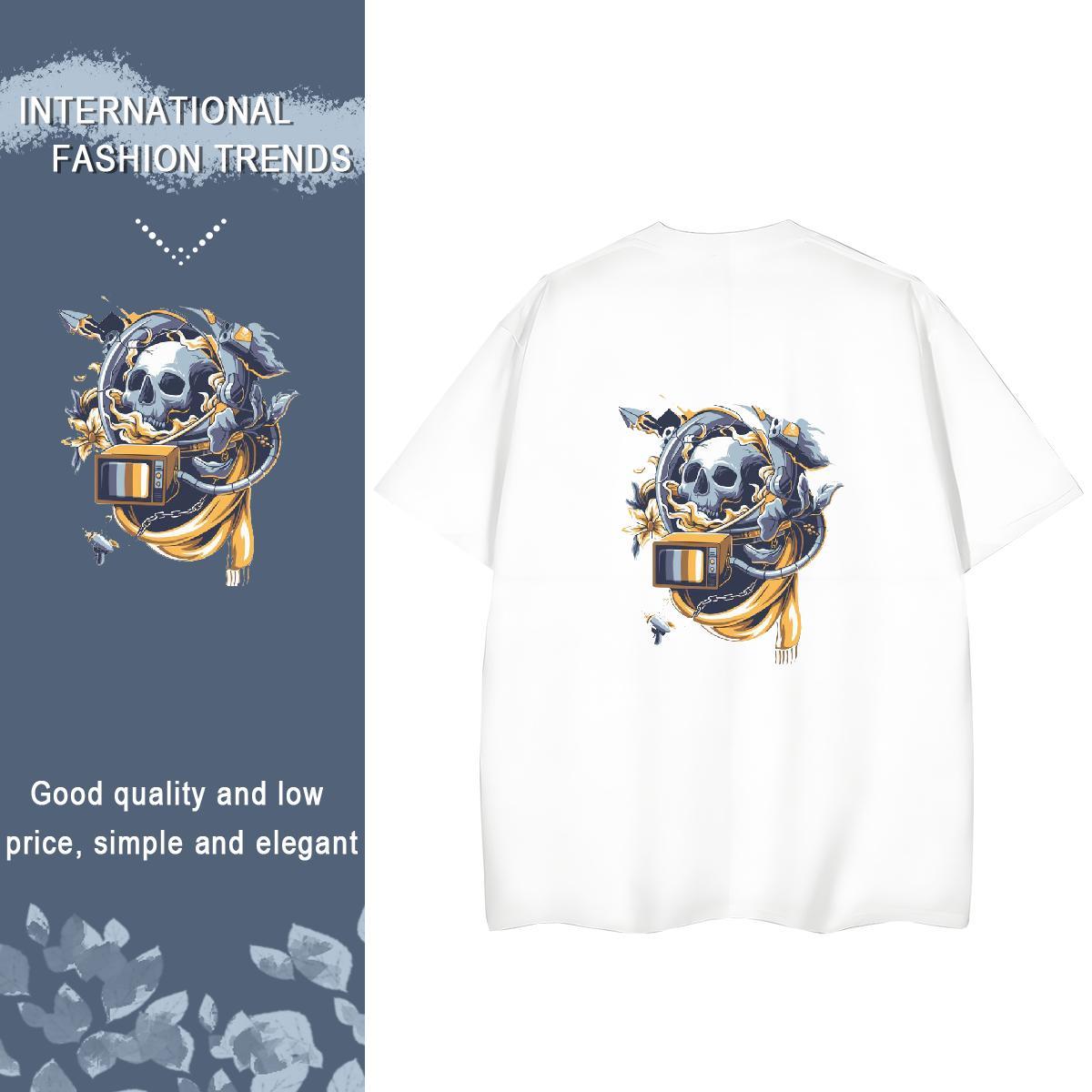 Custom T-Shirts for Women 230g Pure Cotton Breathable Crew Neck Sports Casual skull Lady T shirt Designer DIY Logo Tee Shirt