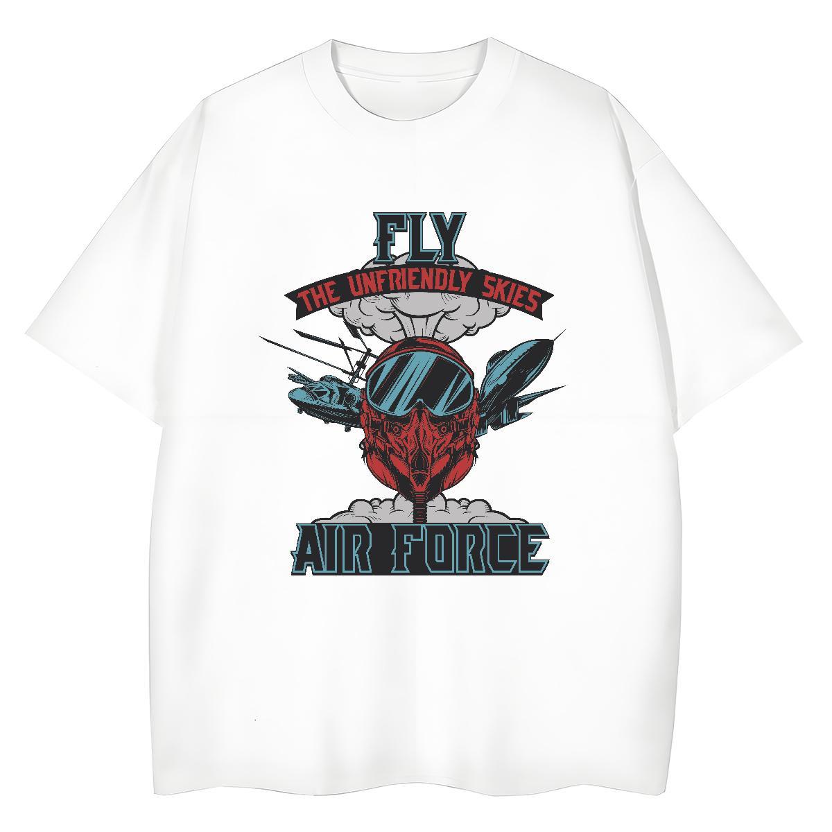 Stylist T shirt 100% Cotton 230g Short sleeve Soft Street plane Lady T shirt Popular Skull Tshirts