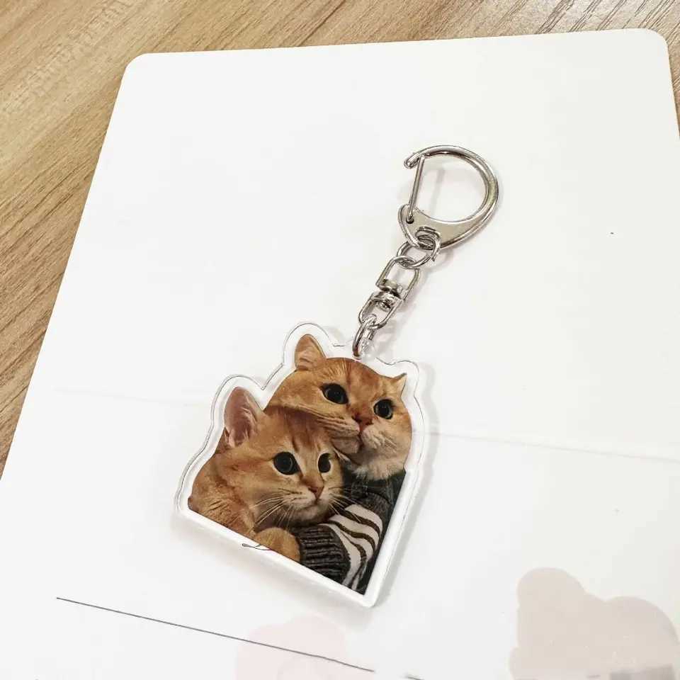 New Acrylic Happy and Fun Cat Keychain Toast Cat Pendant Keyring Bag Pendant Keyring Female Car Keychain Jewelry Student Gift Y241014