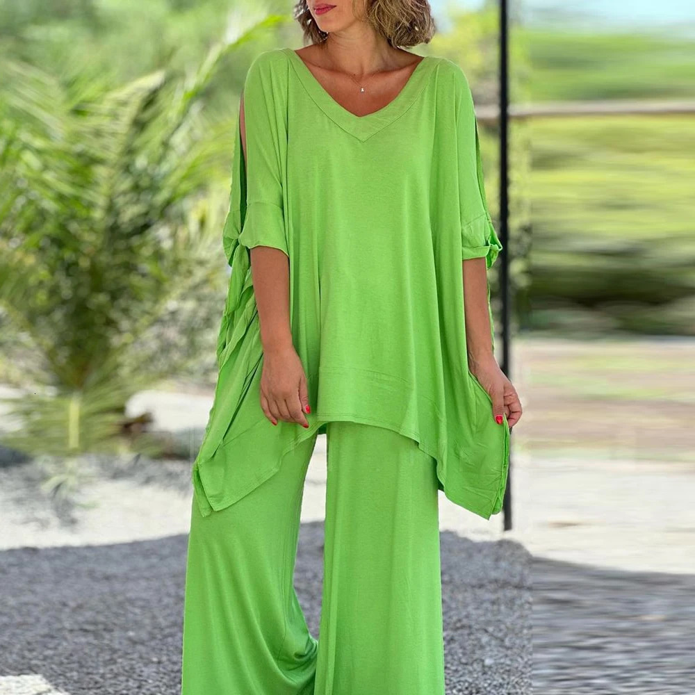 Plus size womens set loose casual pants wide leg two-piece set autumn set oversized zipper topTrous womens clothing 240930