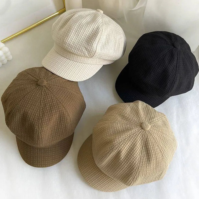 Retro Autumn Winter Hats for Women Solid Plain Octagonal Cap Men Ladies Casual Hats Winter Berets Women Painter Caps 241009