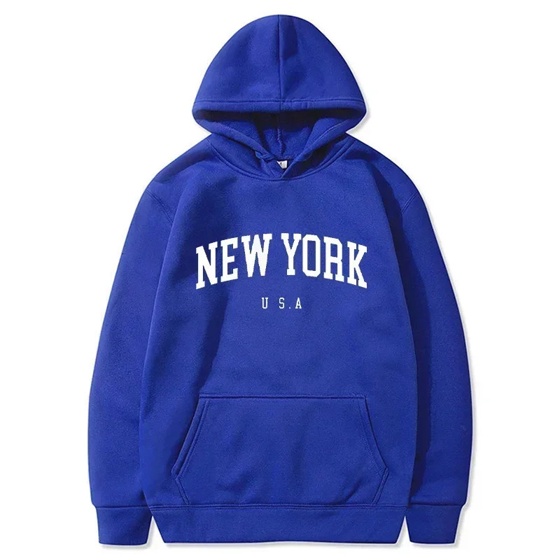Men Women York USA City Hoodies Fashion Letter Printed Graphic Sweatshirts Loose Casual Harajuku Hooded Pullover Sportwear 241010