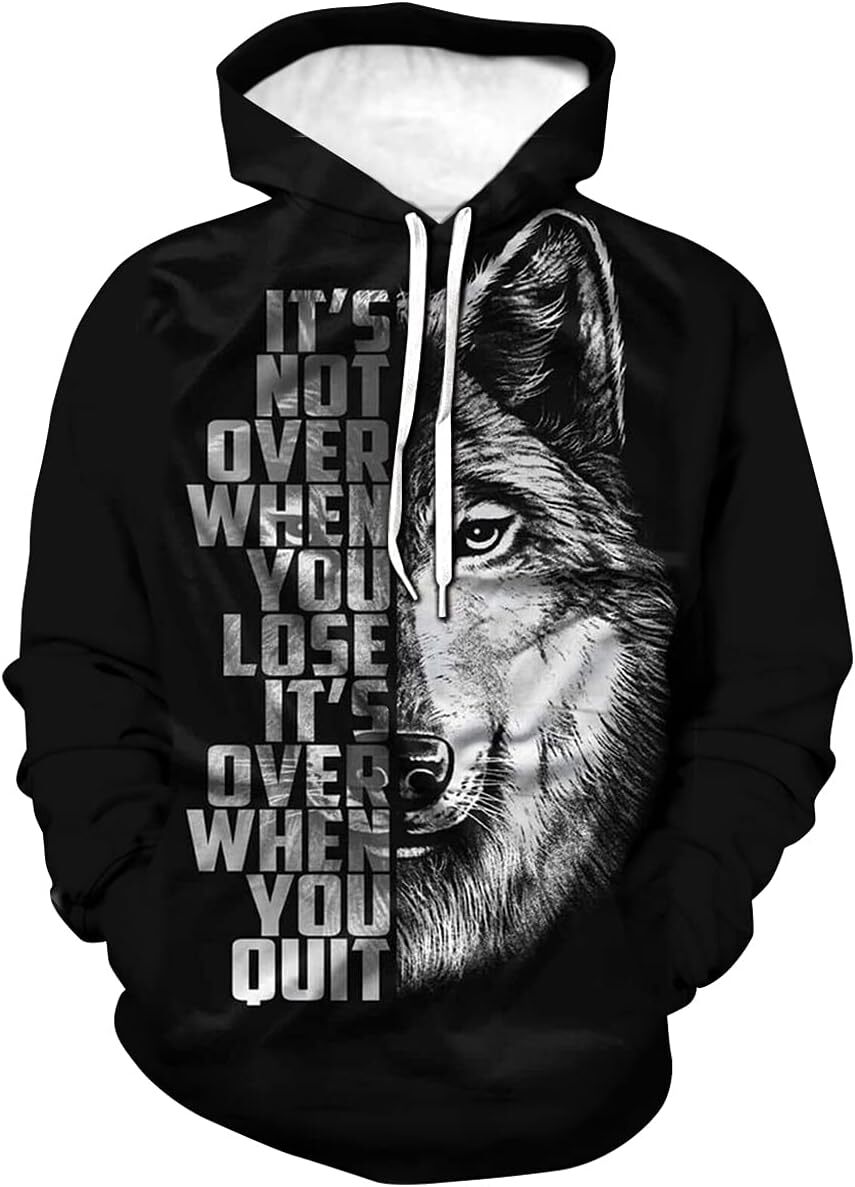 Hoodie for Mens Womens Cool Wolf 3D Print Hooded Sweatshirts Pullover Winter Fashion Top for Mens Unisex Graphic Hoodies sweatshirt Pullover Long Slee