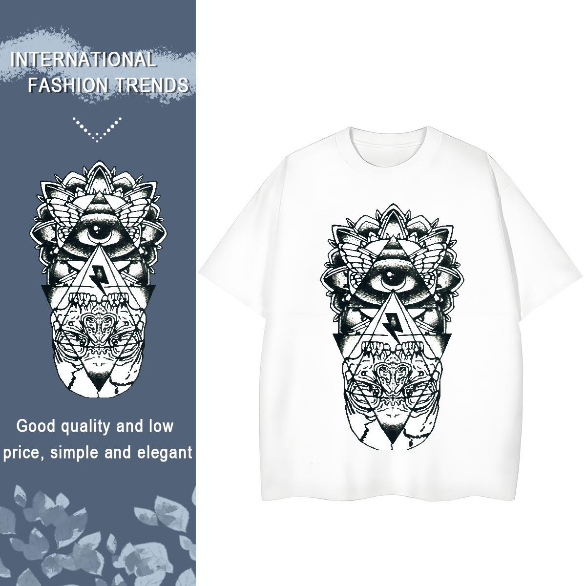 Stylist T-Shirts for Women 100% Cotton 230g Crew Neck Breathable Sport eye of the devil Couples T Shirts Comfortable Plus Size Cartoon Tshirts