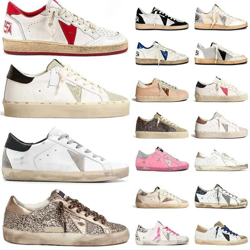10A With box Sequin Classic White Do-old Dirty Designer Sneakers man Women Super Star Suede Leopard silver italy brand trainers