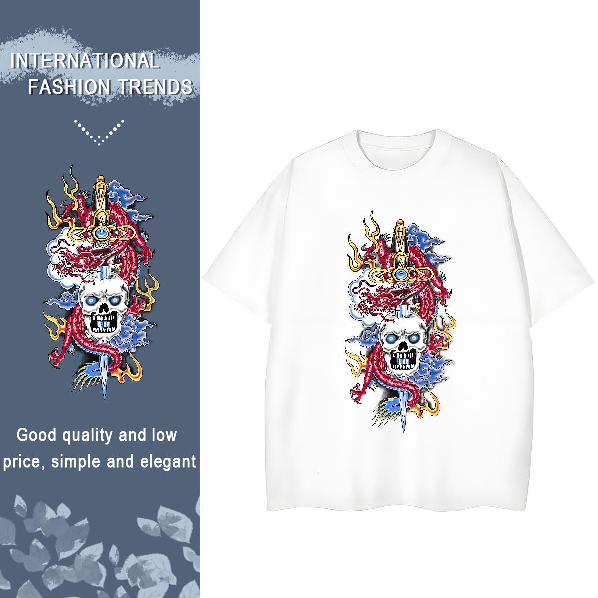 Brand Woman T Shirts 100% Cotton 230g O Neck Short Sleeves Hip Hop Street skull Lady T shirt Soft Floral Print Clothes
