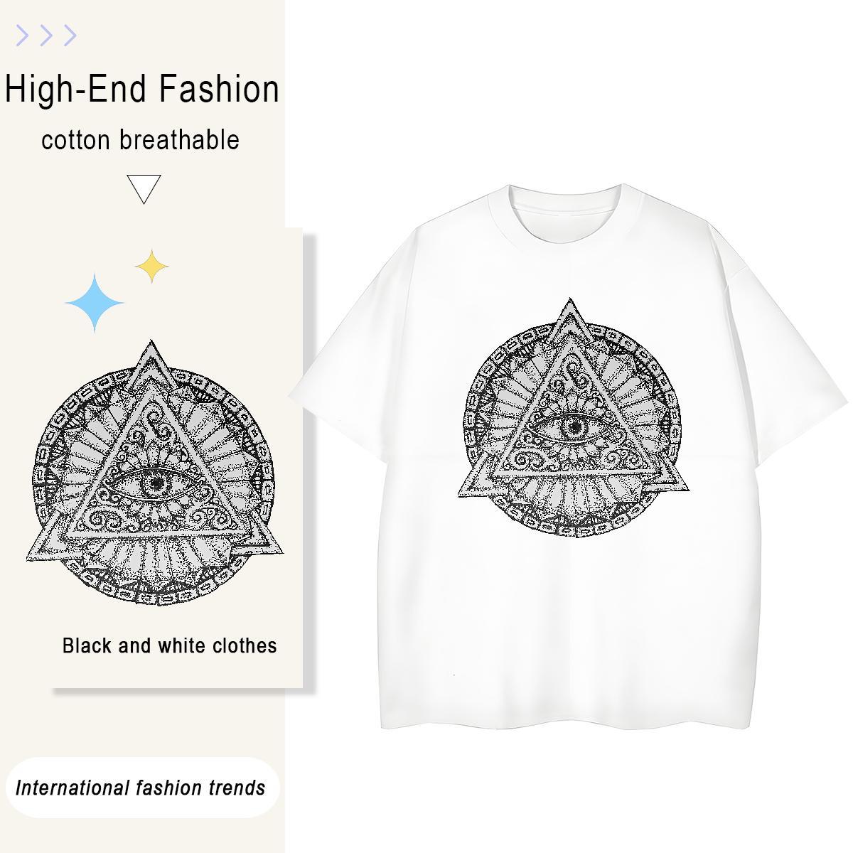 Custom T shirt 230g Cotton Round Neck Short Sleeve Home Outdoor eye of the devil Woman Tshirt Nice Cartoon Floral Printing Tshirts