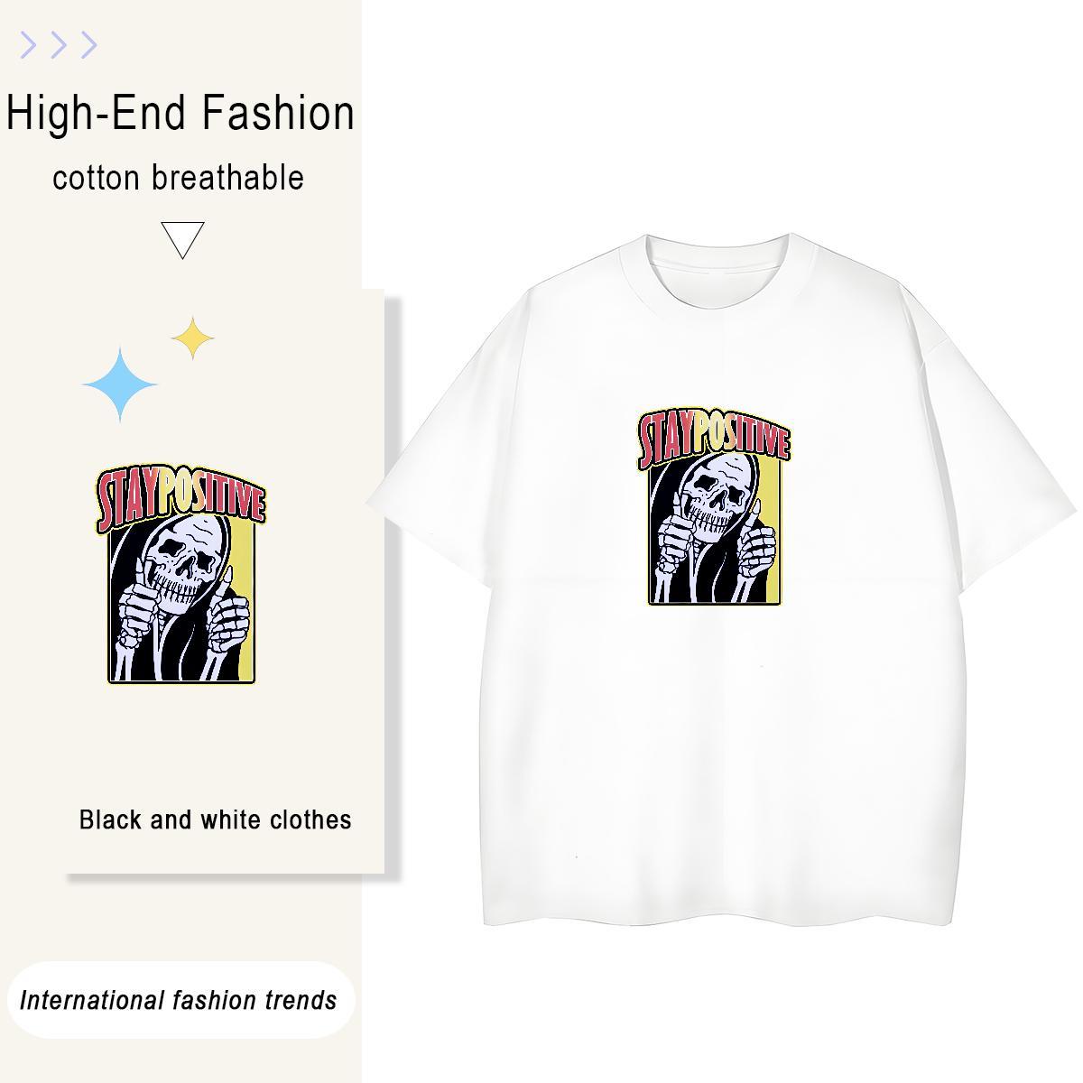 Custom Womens T Shirts 230g 100% Cotton Short Sleeve O-Neck Hip Hop Street skull Women Tshirts Loose Custom Printed Clothes