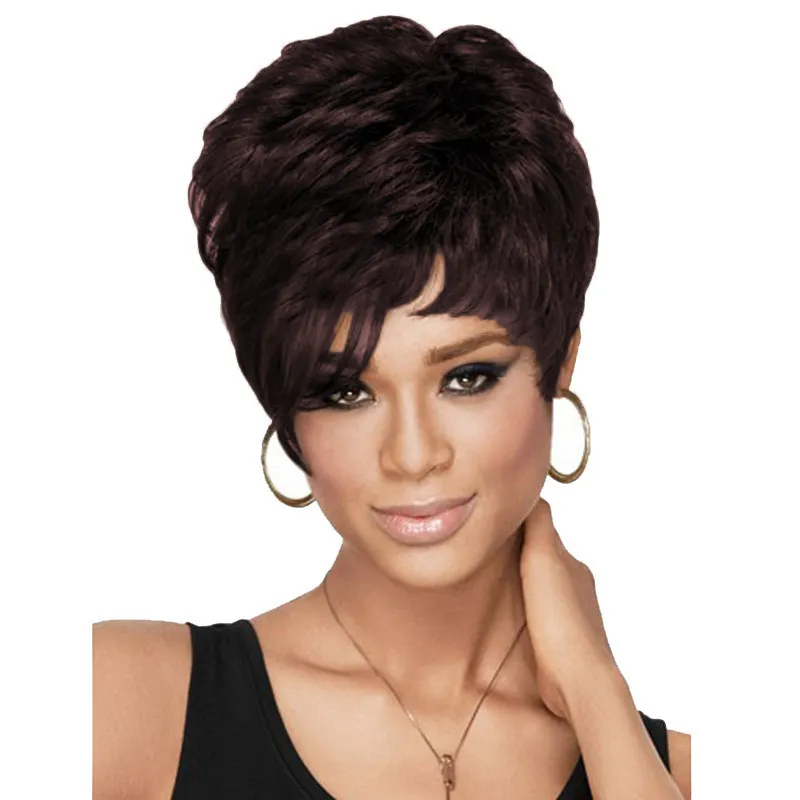 Women's casual style synthetic wigs for everyday use Natural wigs with bangs glueless wig Mommy wigs Brown mixed colors