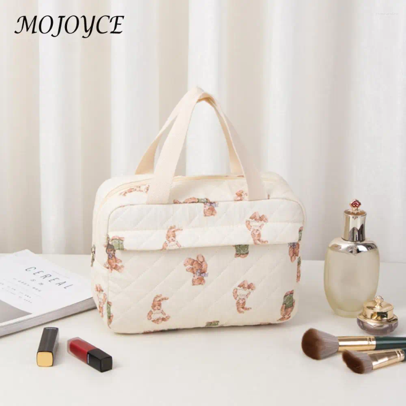 ral Cosmetic Bags - Quilted Cotton Makeup Bag Travel, Zippered Toiletry Organizer for Women