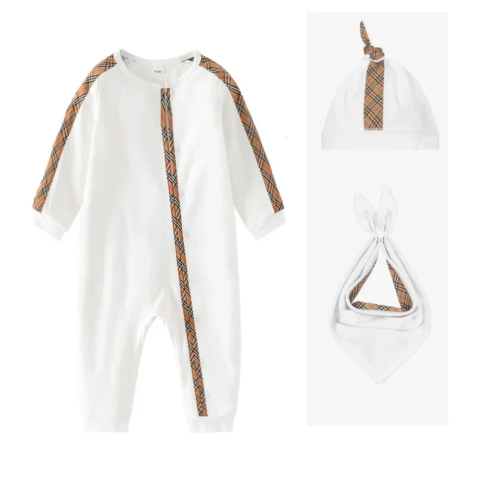 Spring and autumn baby boys and girls jumpsuit cotton born long sleeved jumpsuit childrens printed baby plain jumpsuit childrens clothing 241014