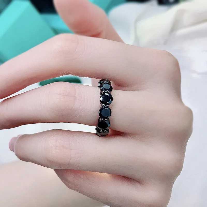 Full Black Men and Womens Moissanite Diamond Rings Original 925 Sterling Silver Jewelry D Color Unisex Moissanite Rings Gift