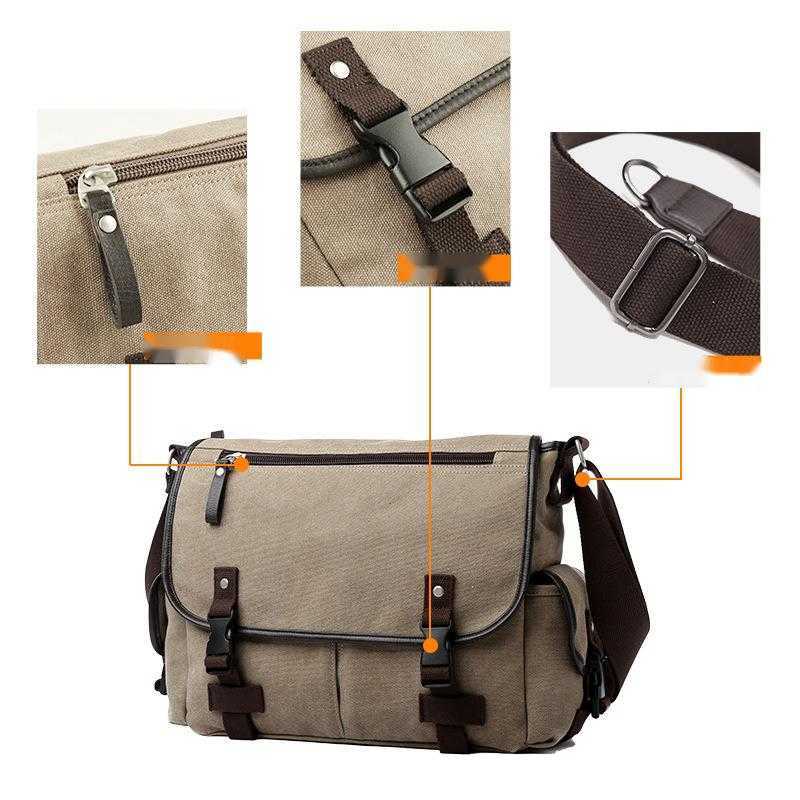 Postman bag men's canvas single shoulder crossbody Korean version student bag backpack trendy cross shoulder small backpack 241015