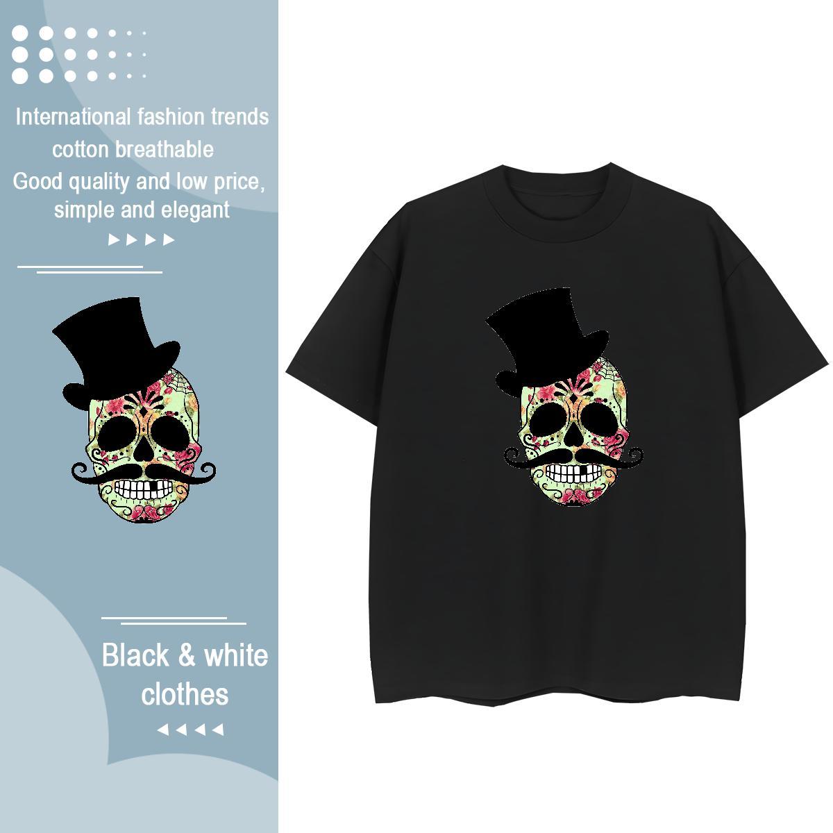 Custom T shirt 230g Cotton Short Sleeve O-Neck Casual skull Lady T shirt Wholesale Cartoon Anime Tee Shirt
