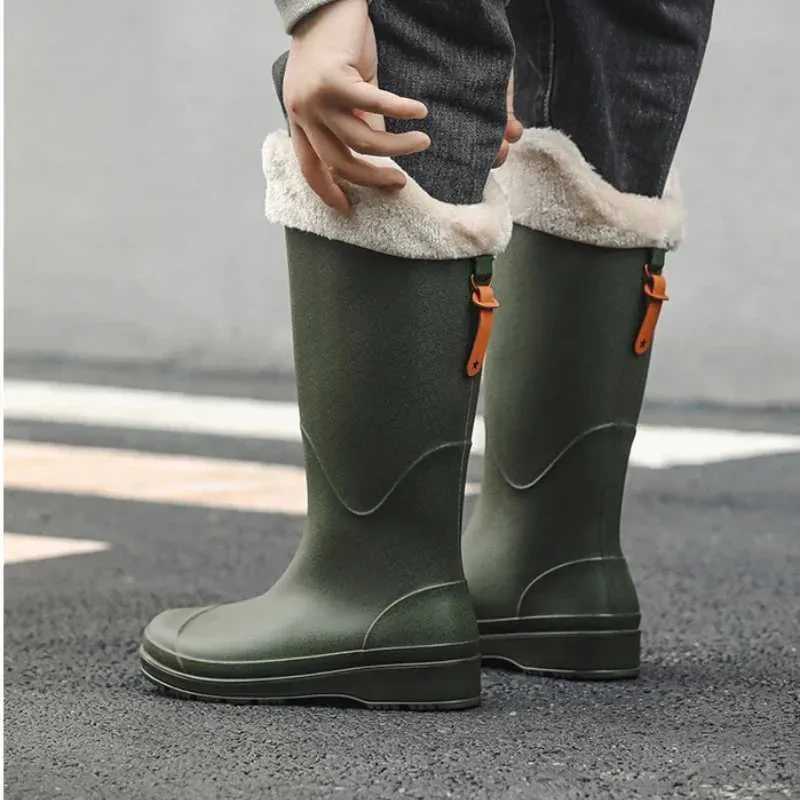 Designer Anti Slip Thick Soles Outdoor Long Tube Rain Waterproof Fashion Wear-Resistant Kitchen Womens Boots