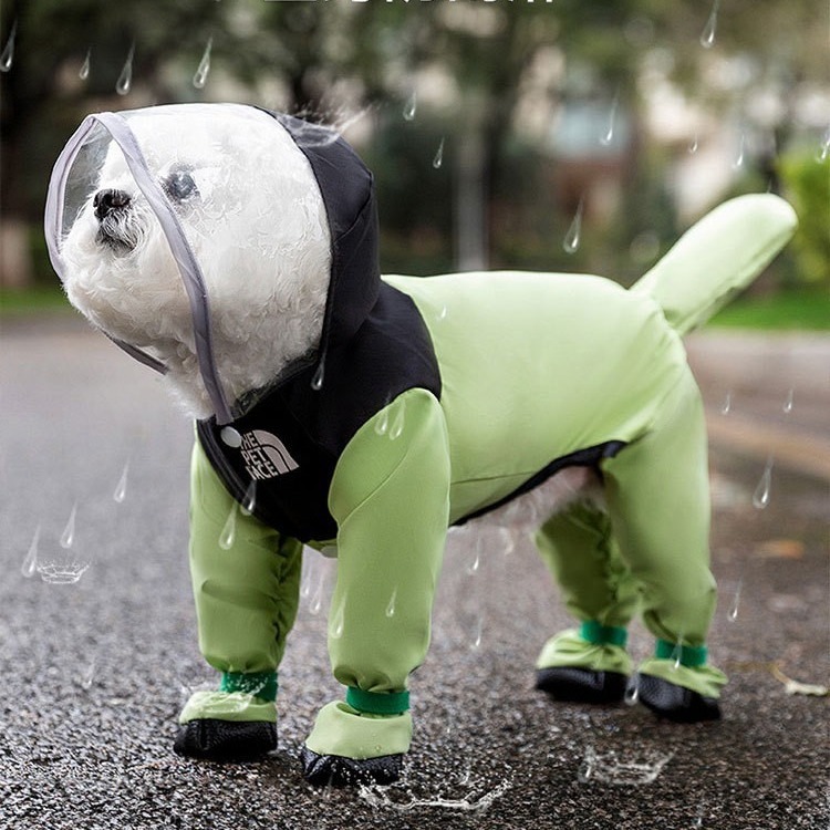 Full-Coverage Dog Raincoat, Full Wrap Design for Full Protection, Super Lightweight, Comfortable Dog Rain Jacket for Teddy Bears, Features Detachable 