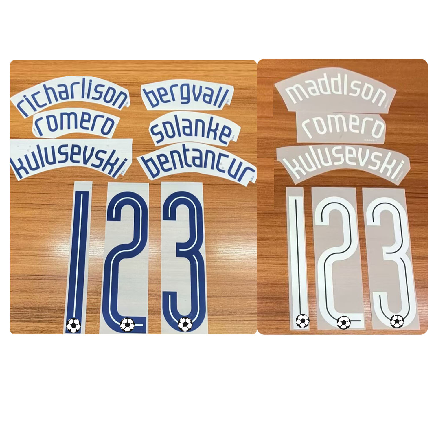 2024 #10 Maddison Nameset #7 Son #37 Van De Ven #15 Bergvall Printing Heat Transfer Iron On Soccer Patch Badge