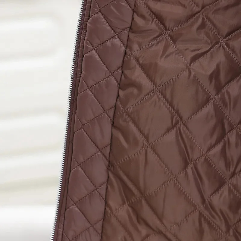 Autumn Winter Middle-age Women Quilted Cotton-padded Coats Female Zipper-up Hooded Jacket Thicken Warm Parkas Tops Overcoat 241010