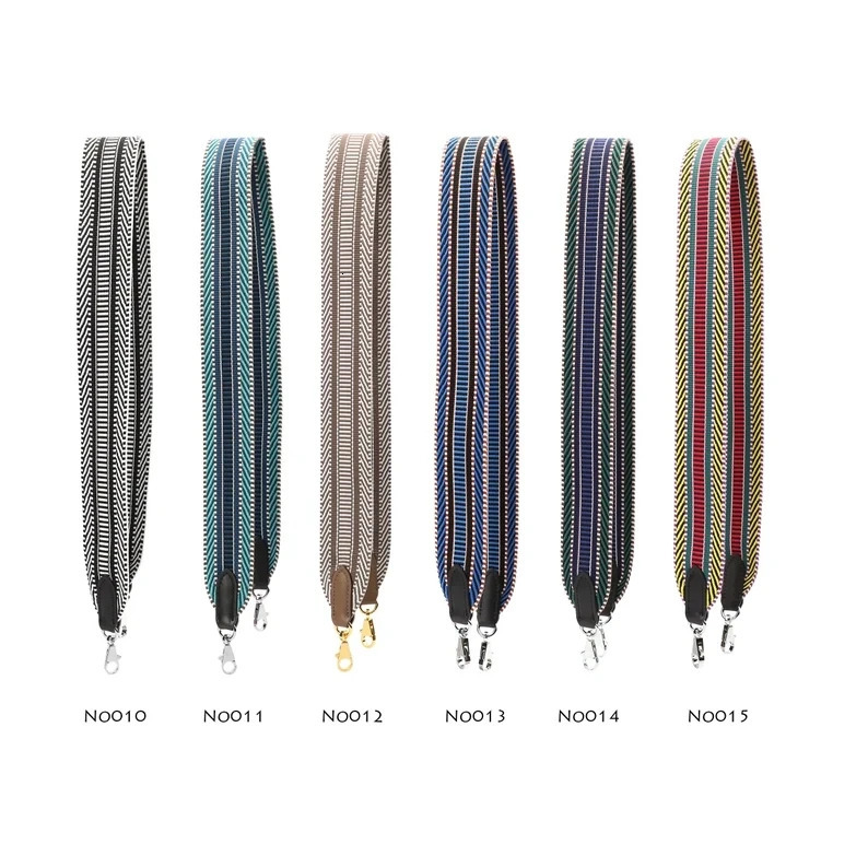 Colorful striped canvas crossbody strap with cowskin leather suitable for er shoulder bags wallet replacement accessories 241008