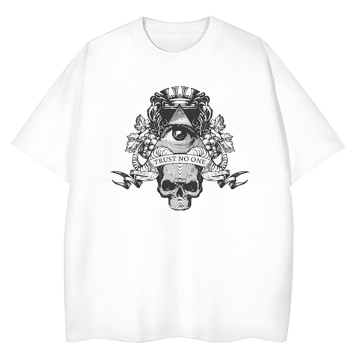 New T-Shirts 230g 100% Cotton Round Neck Short Sleeve Casual Sport eye of the devil Unisex Tshirts Popular Oversized Tees Shirts