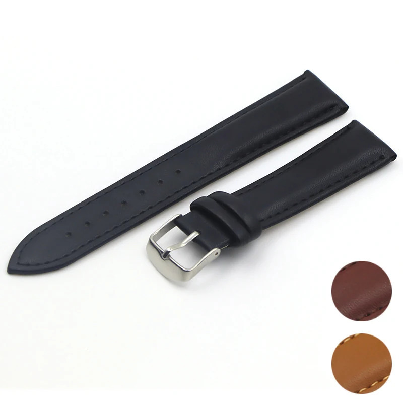 Calfskin Leather Watchband Soft Material Watch Band Wrist Strap 18mm 20mm 22mm 24mm With Silver Stainless Steel Buckle 241010