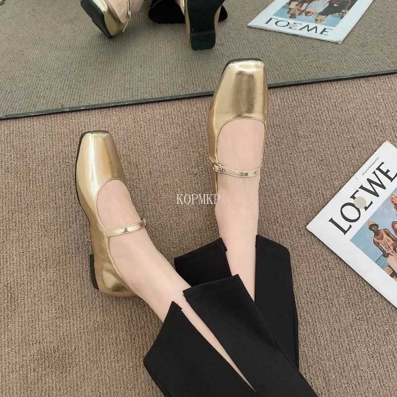New Womens Flats Square Toe Mary Janes Shoes Leather Shoes for Female Buckle Strap Ladies Shallow Shoe Spring Zapatos De MujerLX241014