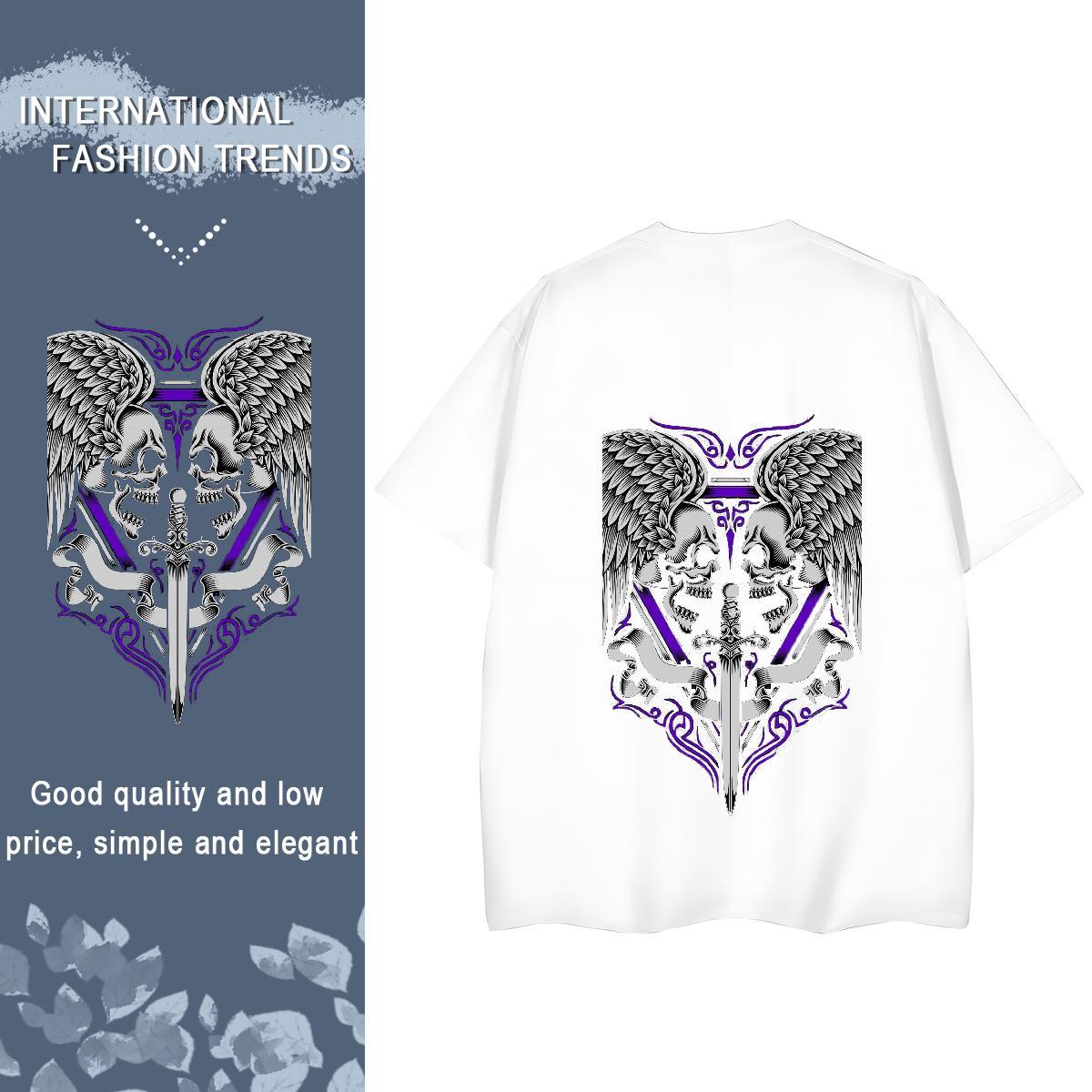 Fashion New T Shirt For Woman 230g Cotton Breathable Soft Sports Street Wear skull Women Tshirts Unisex Customized Print Tees Shirts